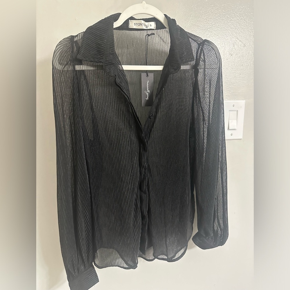 Stanton button down shimmer top